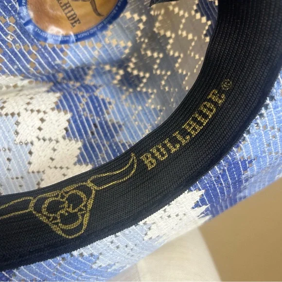 Bullhide western cowboy hat one size blue with leather band measures 6.5 inches Bullhide western cowboy hat one size blue with leather band  main image 4